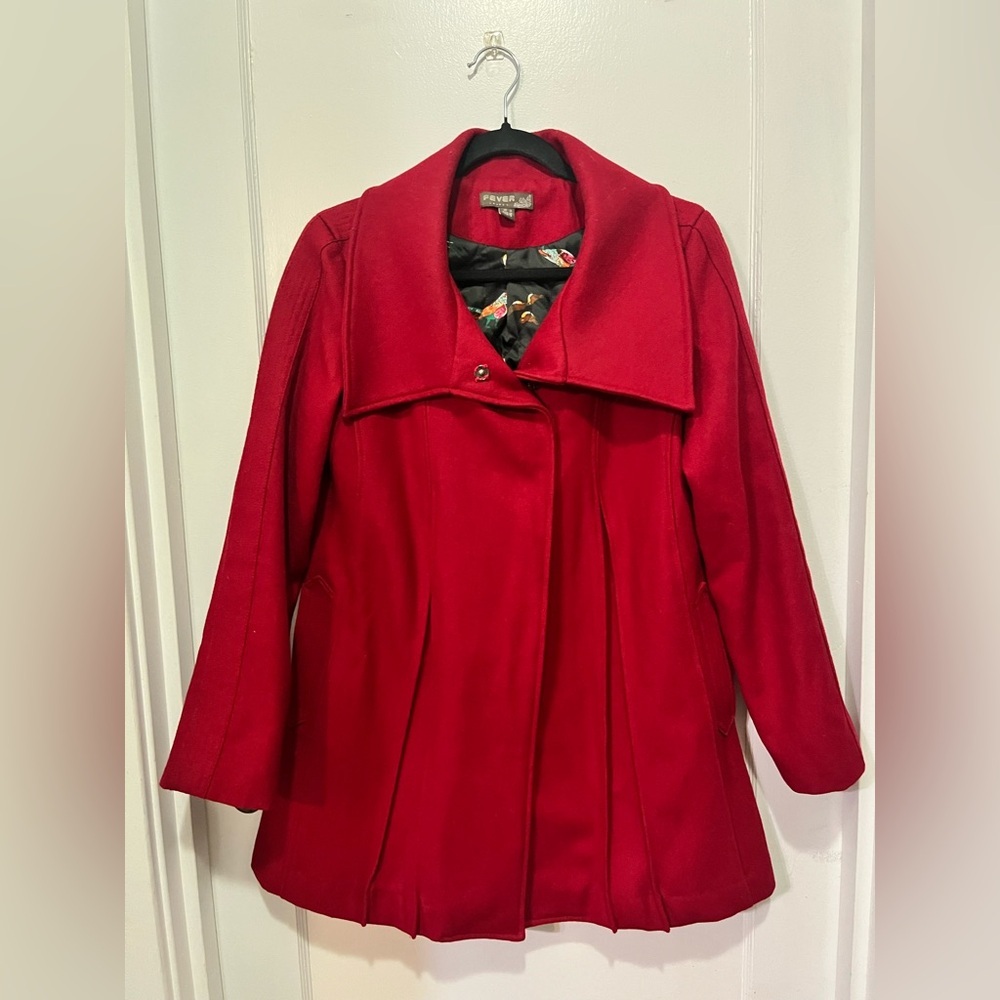 Fever Red Wool Coat – Size S/M (US 6 / UK 10) - Picture 2 of 5